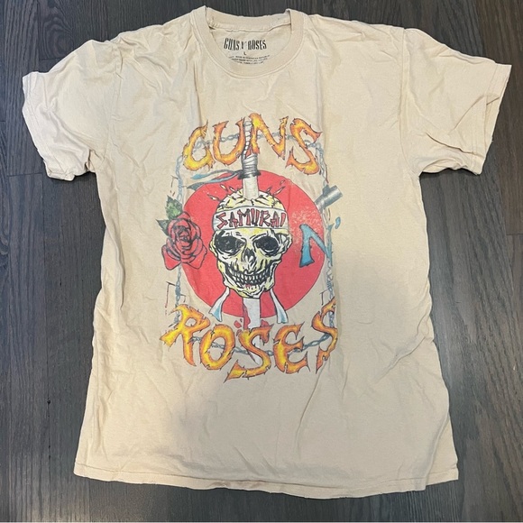 Guns N Roses Samurai Skeleton T-Shirt Tan Women's Large - Picture 2 of 5